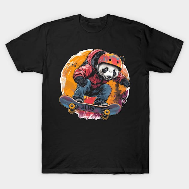 Skater Panda - Panda Bear Japanese T-Shirt by Anassein.os